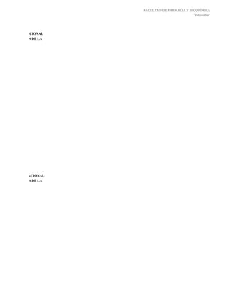 FACULTAD DE FARMACIA Y BIOQUÍMICA
                                                                                         "Filosofía"



UNIVERSIDAD NACIONAL
DE LA POBLACIÓN DE LA




                                          SI         NO
                        Prestig
                        Cercanía                 6        274
                        io
                        Accesi                 205         75
                        bilidad
                        Inserci                 61        219
                        ón
                        Progra                 123        157
                        ma                      65        215
                        Infraestructura         71        209
                        Parientes               31        249
                        Otros                   32        248




 UNIVERSIDAD NACIONAL
DE LA POBLACIÓN DE LA
 