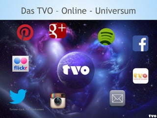 *Kanäle
Das TVO – Online - Universum
Torsten Cuck, TV Oberfranken 3
 