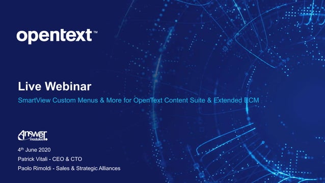 OpenText Webinar - Smart View Custom Menus & more | PPTX | Web ...