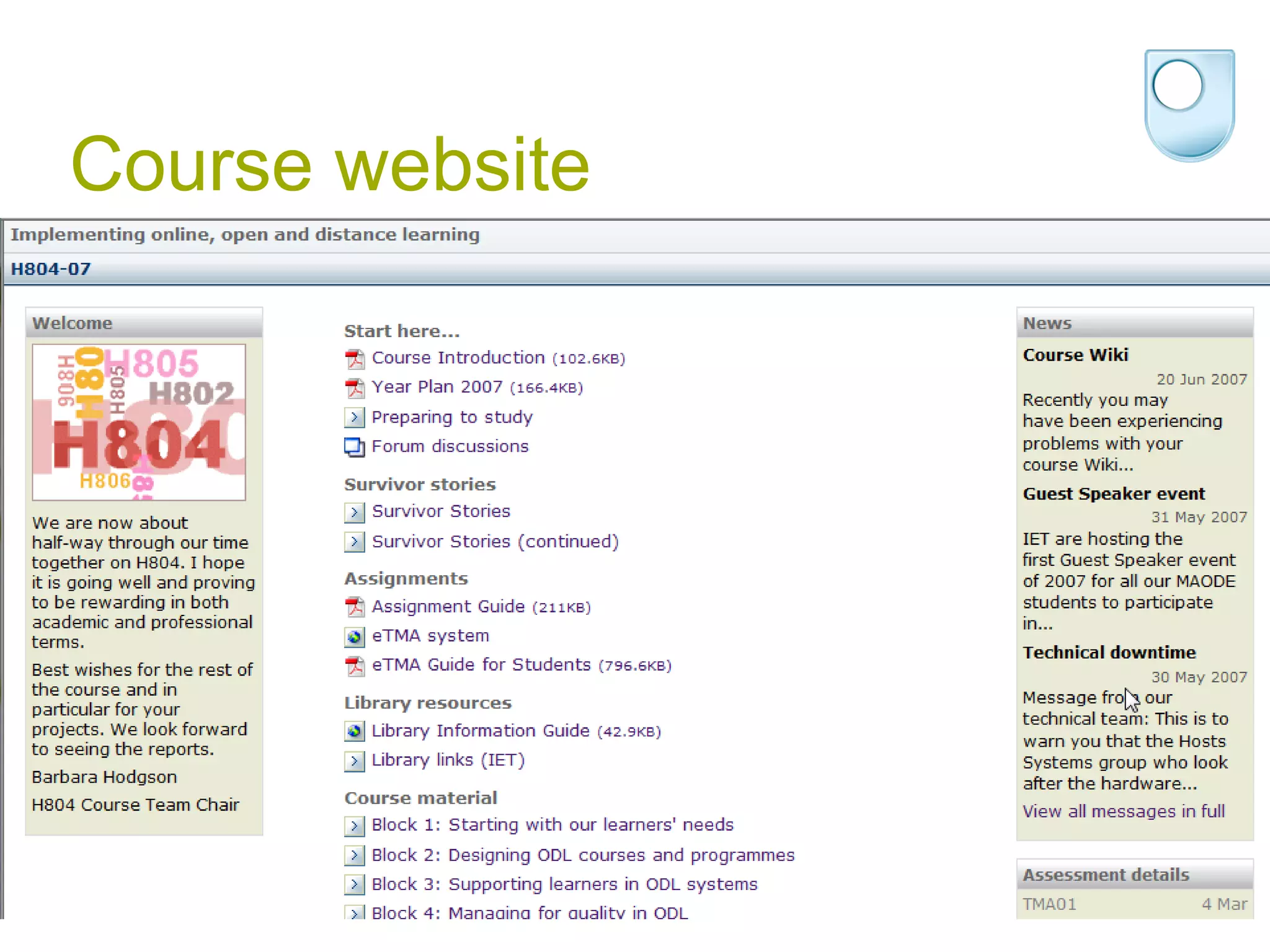 Course website 