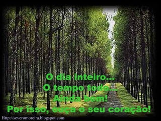 O dia inteiro... O tempo todo... Ainda bem! Por isso, ouça o seu coração!  Http://severomoreira.blogspot.com   [email_address] 