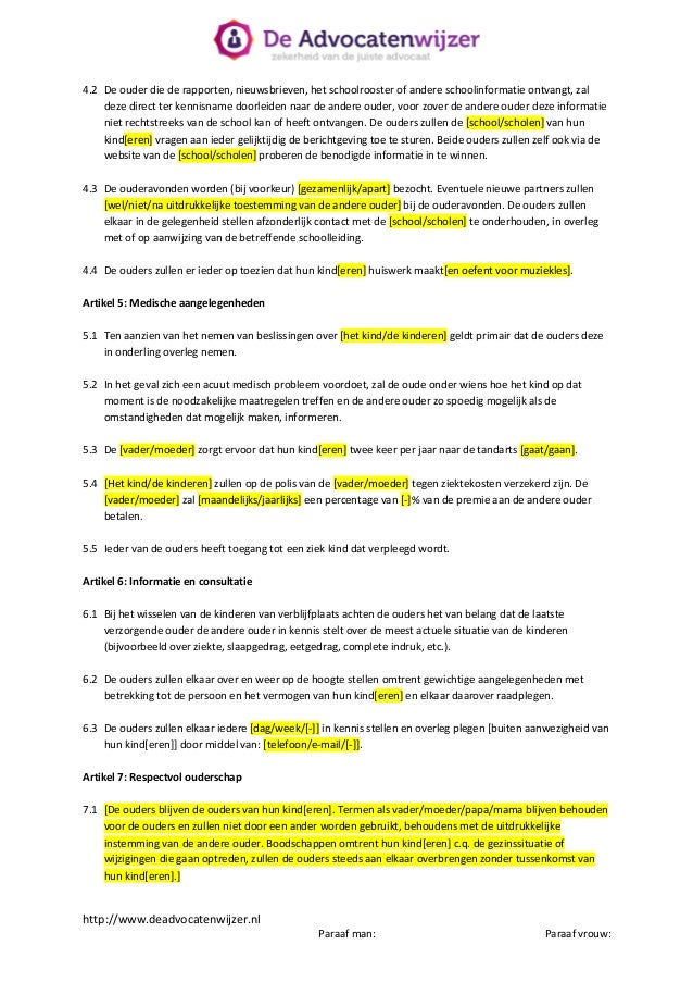 Ouderschapsplan Voorbeeld