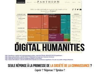 SEULE Réponse à lA Promesse de la société de la connaissance ?
Espoir ? Réponse ? Limites ?
 