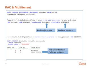 Confidential39
RAC & Multitenant
s
Preferred Instance Available Instance
PDB opened only in
Preferred instance
 