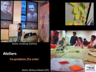 MaliciaRogue CC by SA

celyagd

Atelier mindmap (ESPGG)

Ateliers
Co-produire /Co créer

Atelier Without Model (CRI)

 