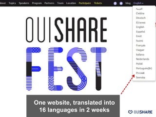 One website, translated into
16 languages in 2 weeks
 