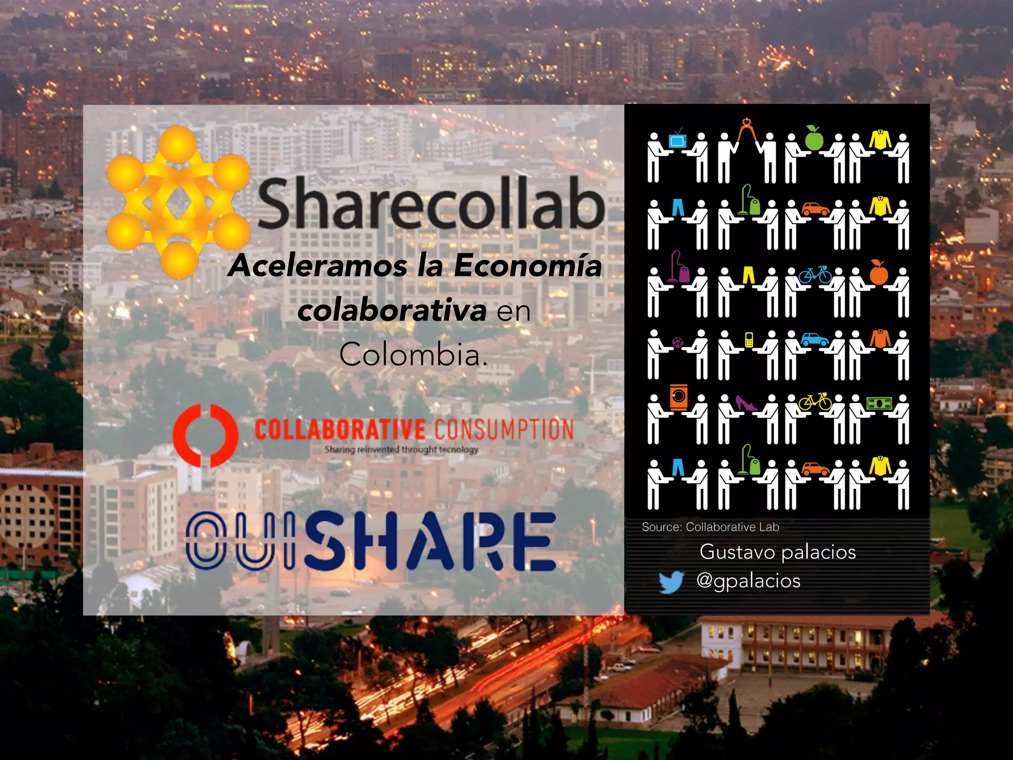 Gustavo palacios
@gpalacios
Source: Collaborative Lab
Aceleramos la Economía
colaborativa en
Colombia.
 