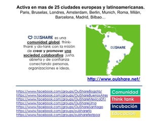 Activa en mas de 25 ciudades europeas y latinoamericanas.
Paris, Bruselas, Londres, Amsterdam, Berlin, Munich, Roma, Milán,
Barcelona, Madrid, Bilbao…
 