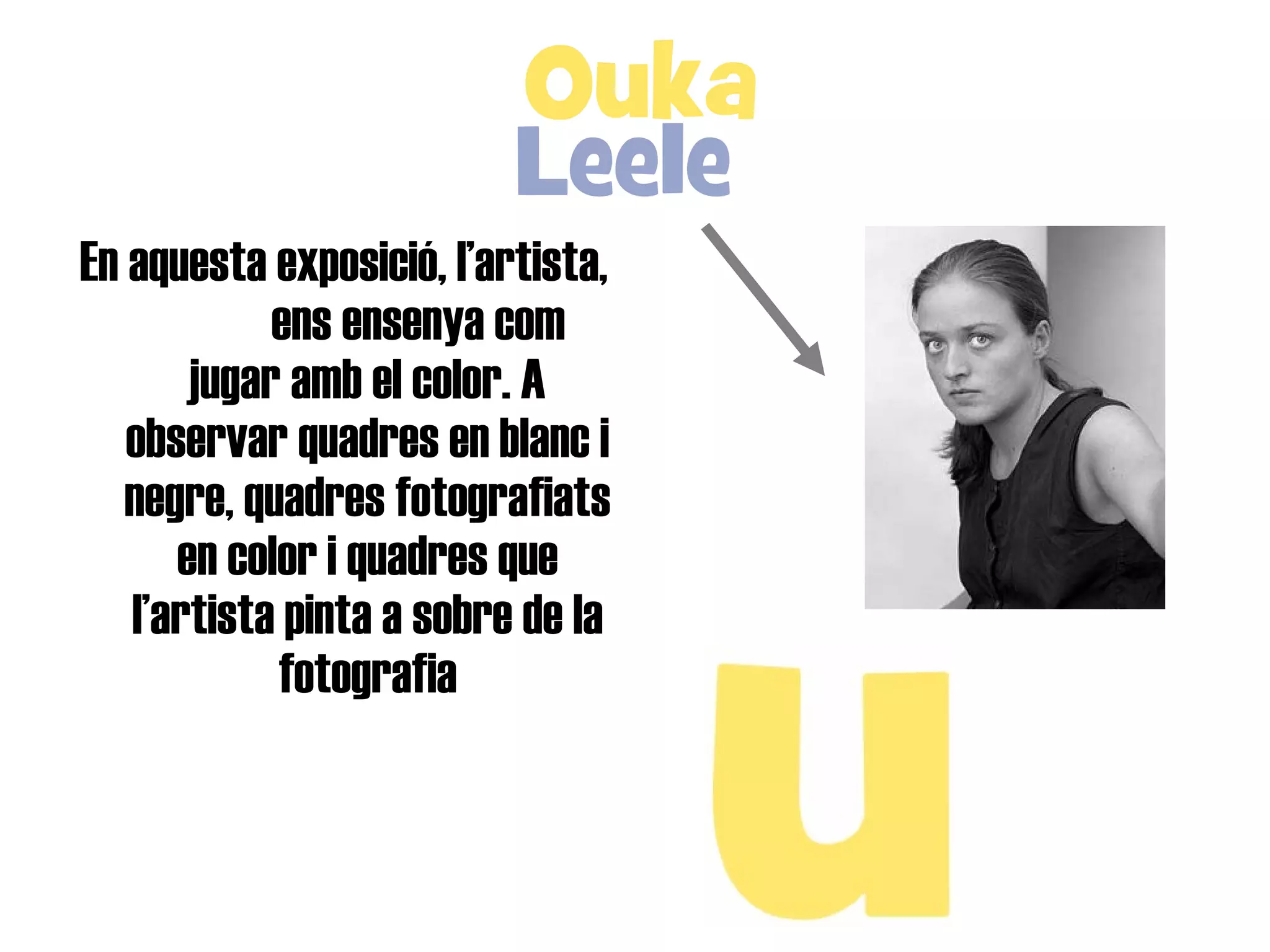 En aquesta exposició, l’artista,  ens ensenya com jugar amb el color. A observar quadres en blanc i negre, quadres fotografiats en color i quadres que l’artista pinta a sobre de la fotografia 