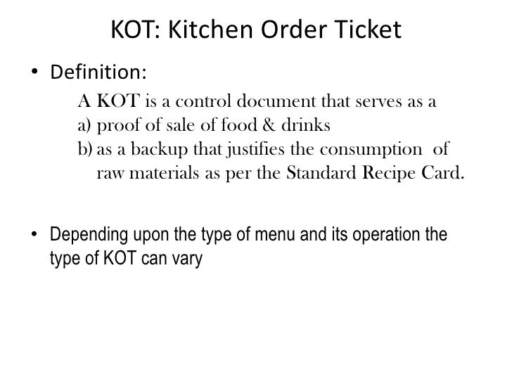 Food Servcie Oulet Sales Control