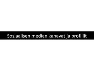 Sosiaalisen median kanavat ja profiilit
 