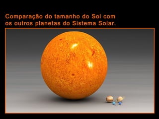 Comparação do tamanho do Sol com
os outros planetas do Sistema Solar.
 