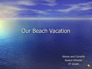Our Beach Vacation Waves and Currents Jessica Wheeler 5 th  Grade 