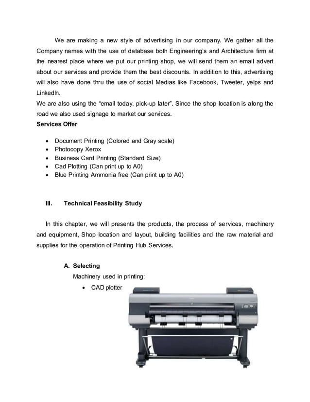 Feasibility Study of Printing Hub PDF