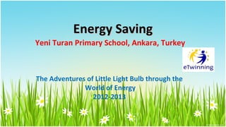 Energy Saving
Yeni Turan Primary School, Ankara, Turkey



The Adventures of Little Light Bulb through the
              World of Energy
                 2012-2013
 