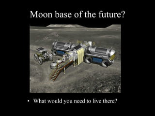 Moon base of the future? What would you need to live there? 