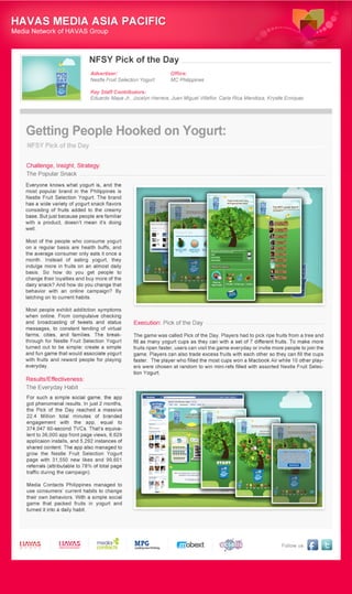 [Our Great Work!] - Getting People Hooked on Yoghurt, by Media Contacts Philippines