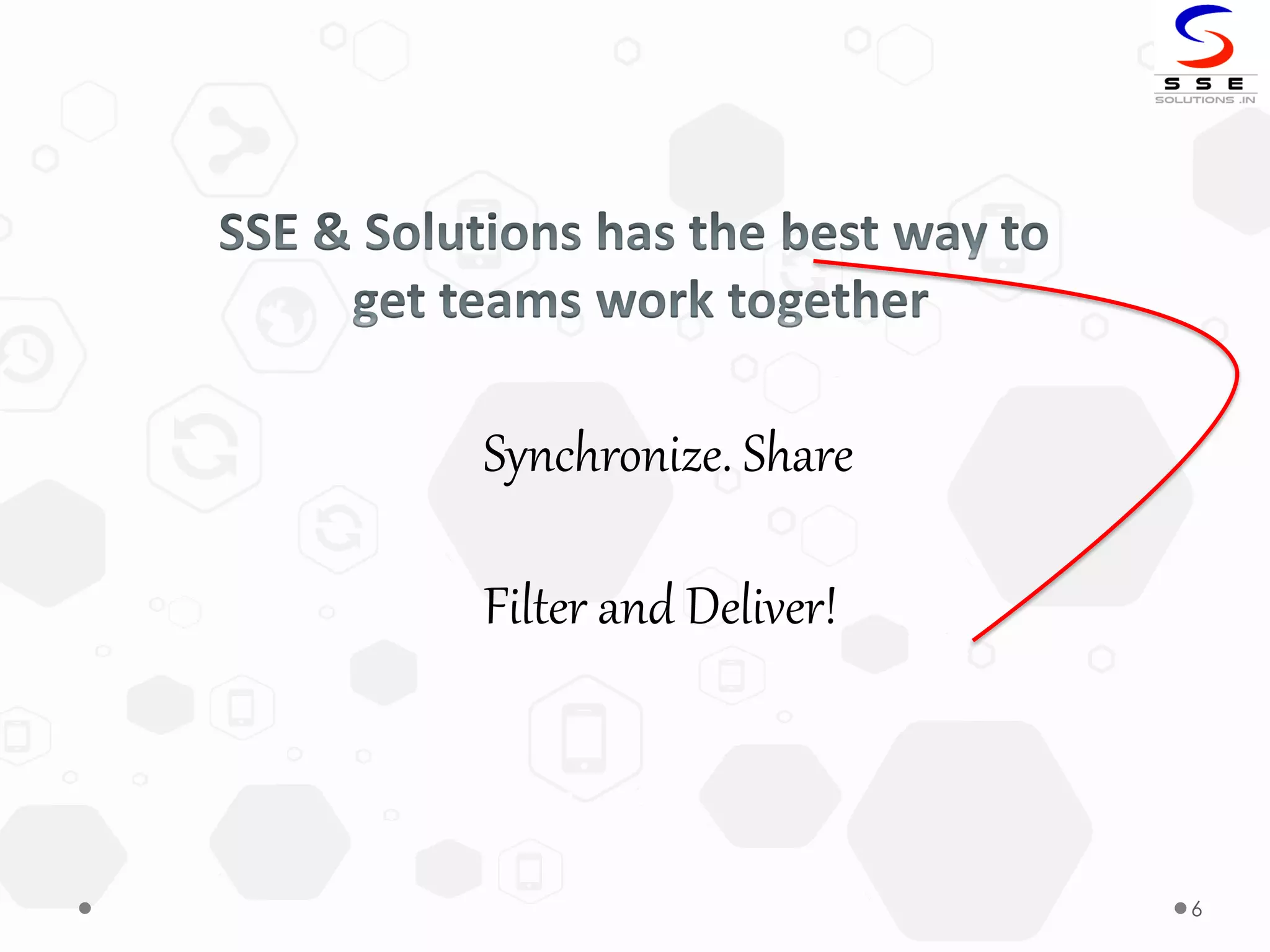 6
Synchronize. Share
Filter and Deliver!
 
