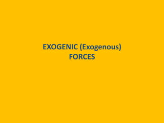 EXOGENIC (Exogenous)
FORCES
 