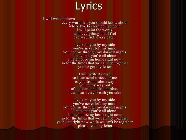our chosen song presentation please read the letter lyrics