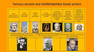 Famous ancient and contemporary Greek writers
 
