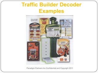 Traffic Builder Decoder
        Examples




 Paradigm Partners Inc Confidential and Copyright 2011
 