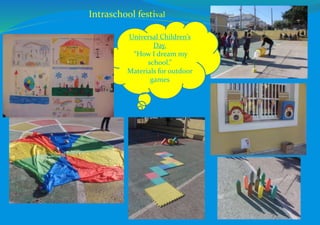 Universal Children’s
Day.
“How I dream my
school.”
Materials for outdoor
games
Intraschool festival
 