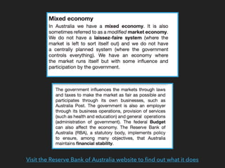 Visit the Reserve Bank of Australia website to ﬁnd out what it does
 