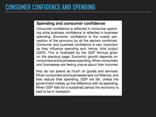 CONSUMER CONFIDENCE AND SPENDING
 