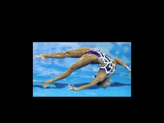 She is doing syncronized swimming
 