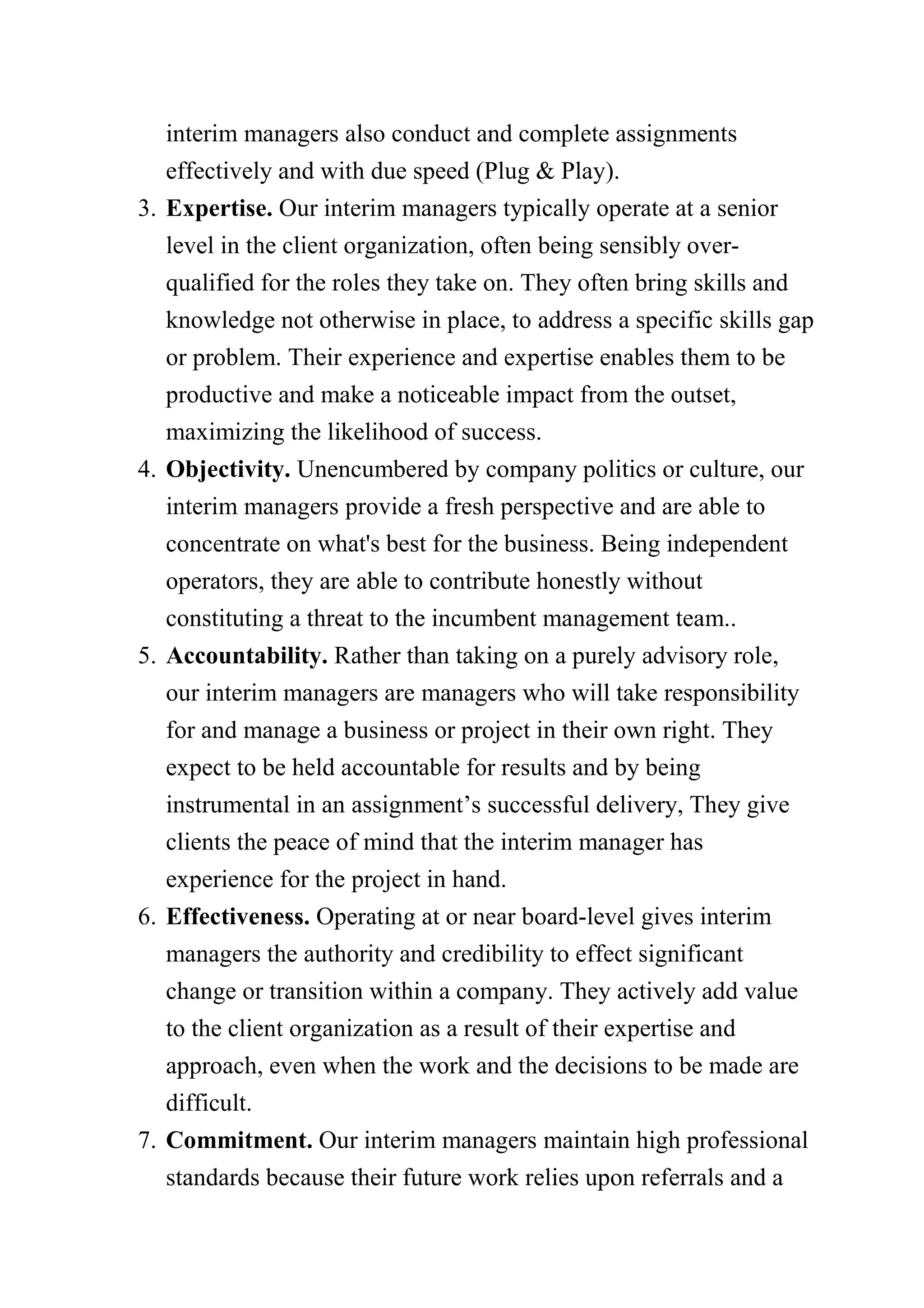 Interim Assignment Our interim management value proposition in romania and belgium | PDF