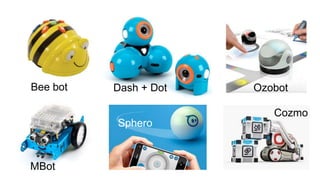Bee bot Dash + Dot Ozobot
MBot
Sphero
Cozmo
 