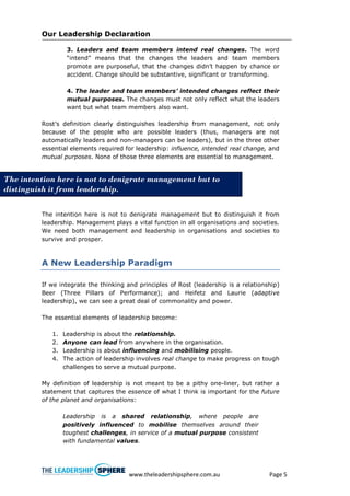 Team Formation Declaration Our Leadership Declaration | PDF
