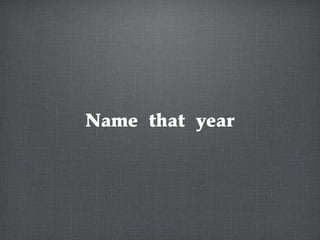 Name that year
 