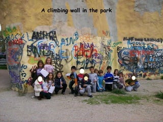A climbing wall in the park 