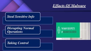 Effacts Of Malware
Steal Sensitive Info
Disrupting Normal
Operations
Taking Control
 