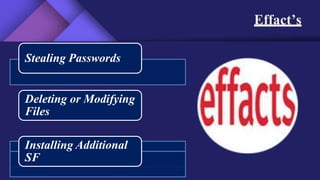 Effact’s
Stealing Passwords
Deleting or Modifying
Files
Installing Additional
SF
 