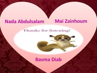Nada Abdulsalam Mai Zainhoum
Basma Diab
 