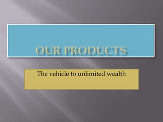 Our Products The vehicle to unlimited wealth 