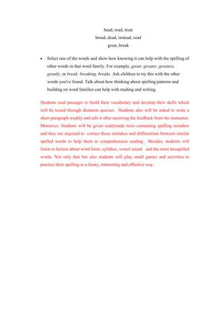 Spell Paragraph English Spelling Course | DOCX