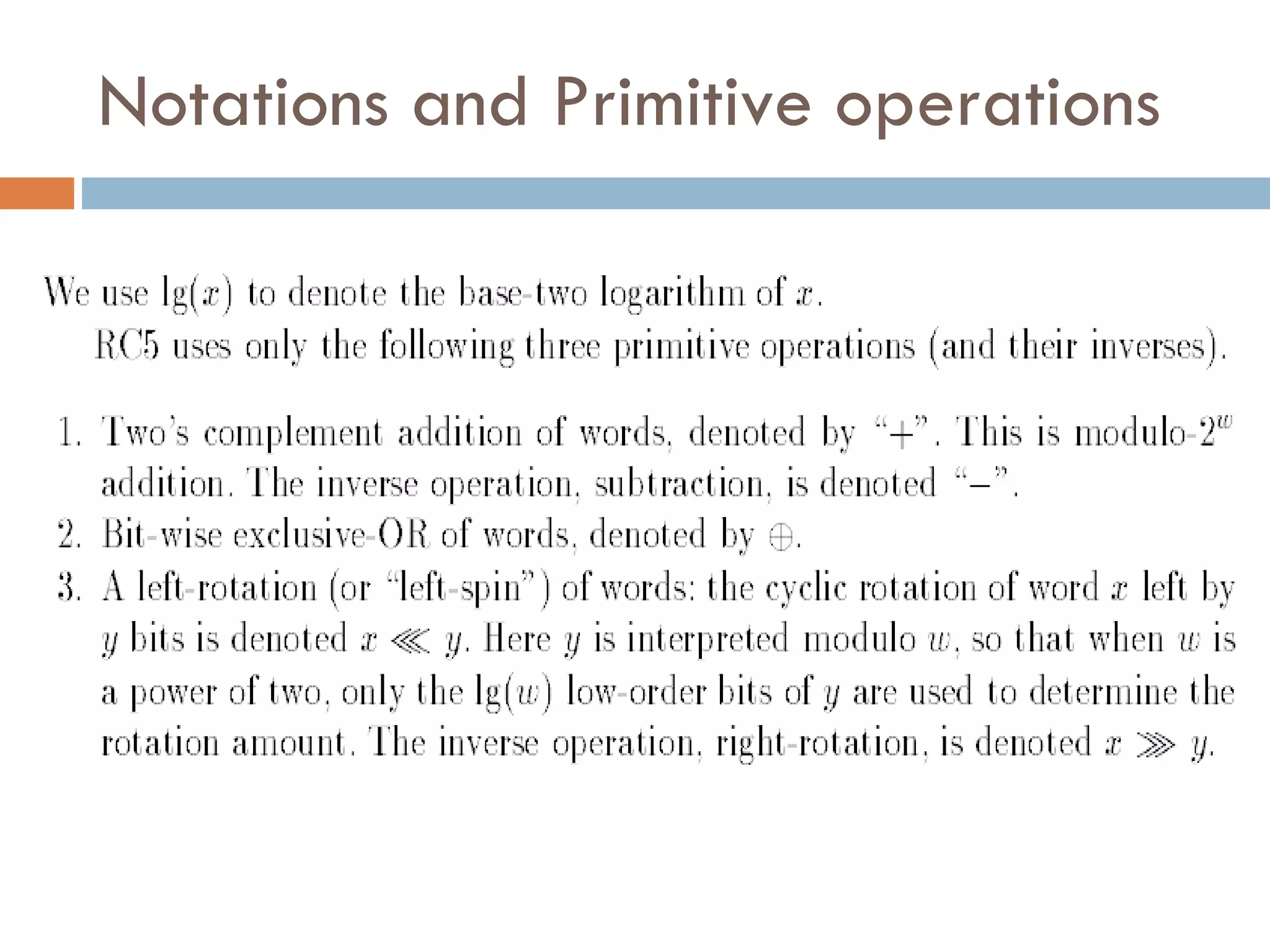 Notations and Primitive operations 