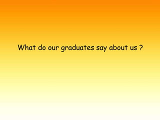 What do our graduates say about us ? 
 