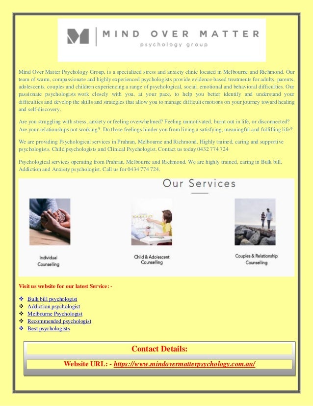 Our services bulk bill, addiction and anxiety psychologist