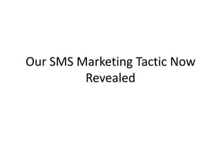 Our SMS Marketing Tactic Now Revealed 