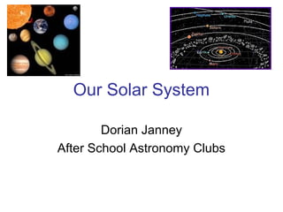 Our Solar System
Dorian Janney
After School Astronomy Clubs
 