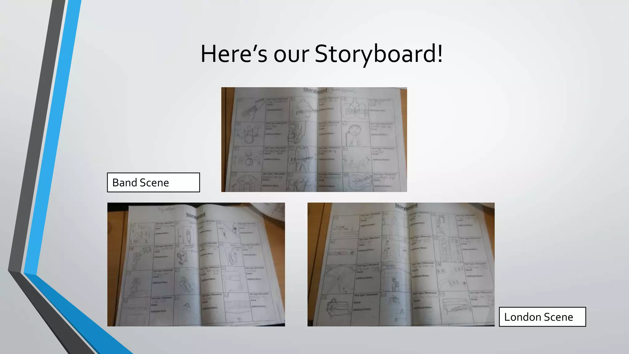 Here’s our Storyboard!
Band Scene
London Scene