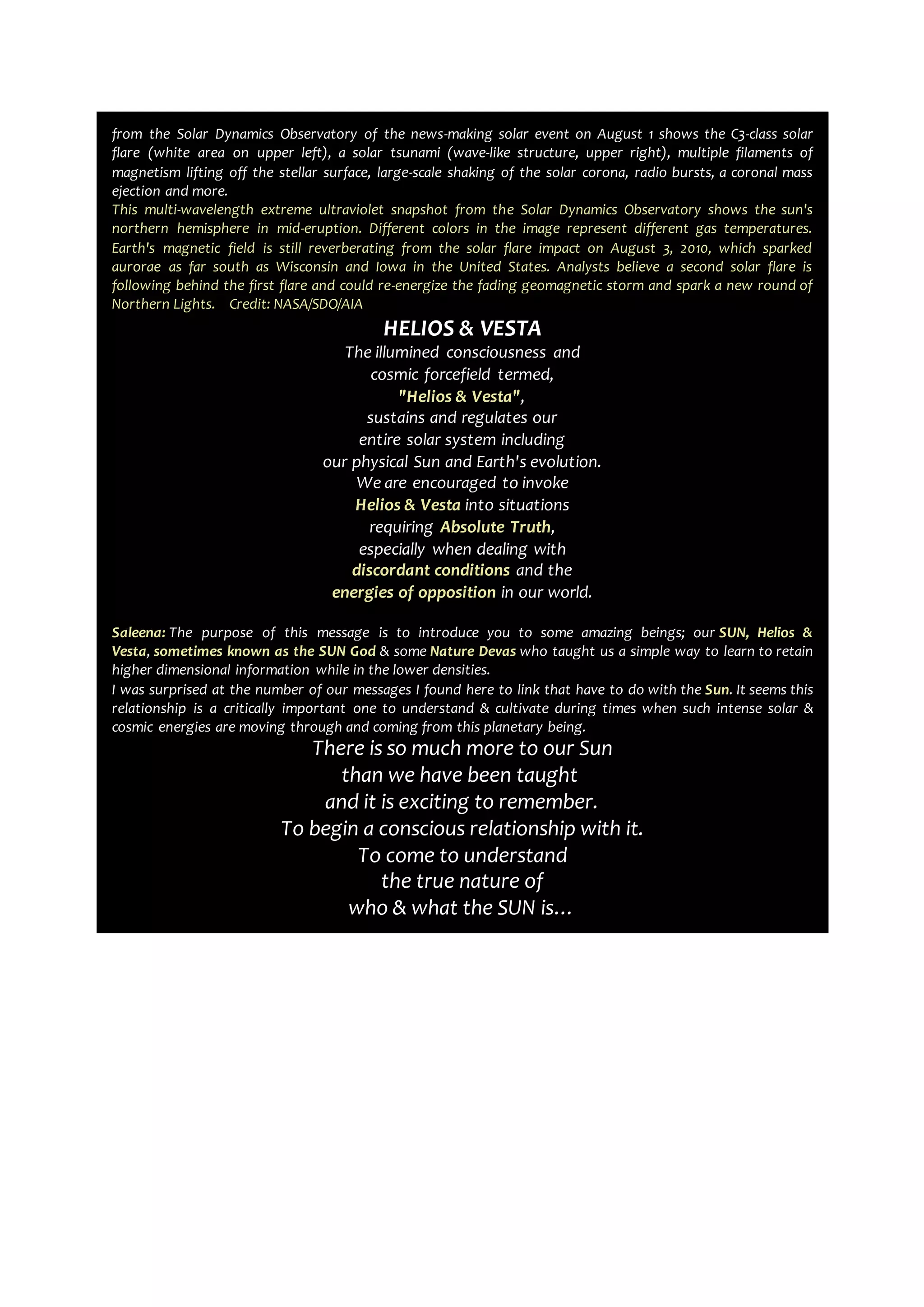 Our sun; helios & vesta, cosmic rays, great central sun & some nature ...