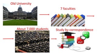 Old University
7 faculties
About 7,000 students Study by correspondence
 
