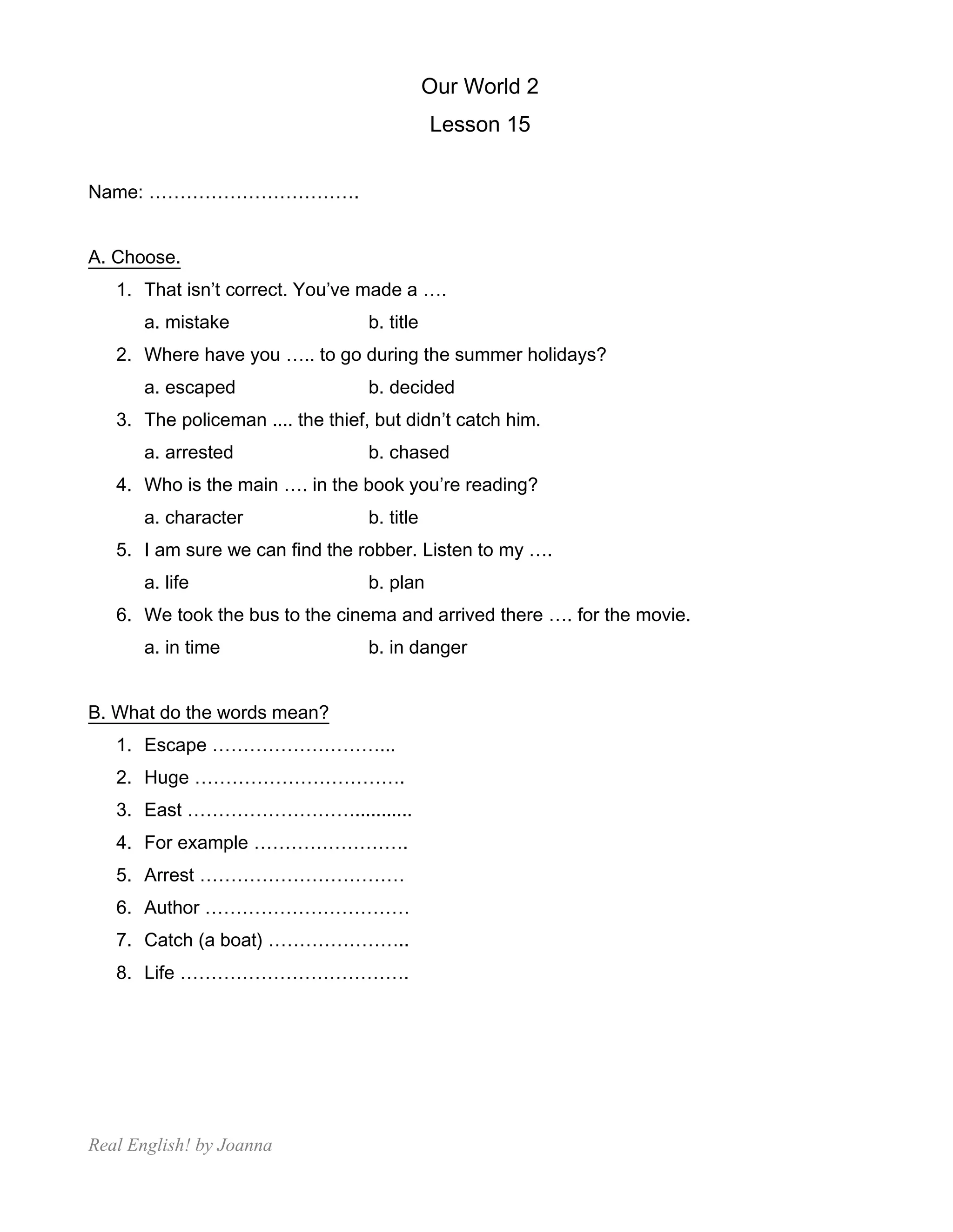 Our world 2 lesson 15 | PDF | Free Download