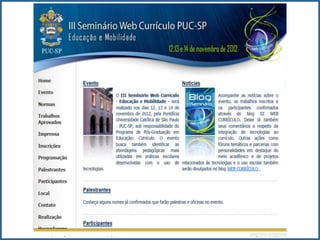 Currículo e TDIC: web currículo
 